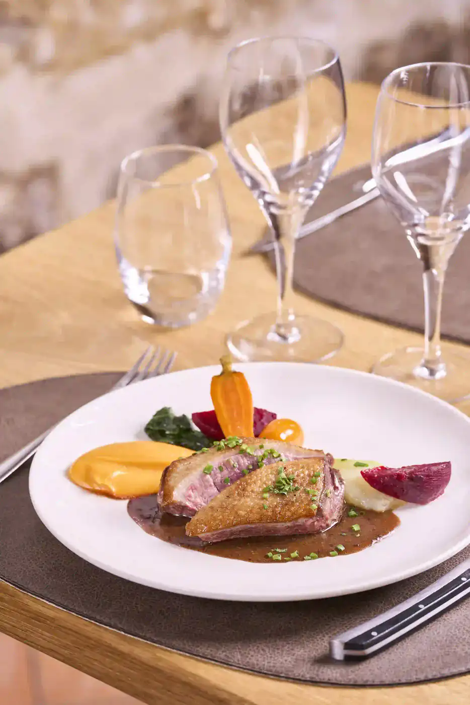 Plat gastronomique par le Chef Sébastien Berthaut
